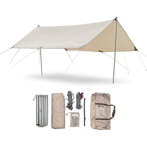  ZJDU Tent Tarp,Portable Waterproof Sun-Proof Ripstop Rain Fly Tent,Lightweight Shelter Sun Shade Awning Canopy,with Tarp Poles, for Camping Hiking Fishing Picnic