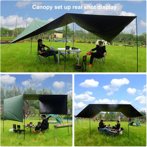  ZJDU Camping Tarp, Ultralight Hammock Rain Fly Tent Tarp,Waterproof UV Protection Canopy Tent Tarp Shelter,with Tarpaulin Poles and Accessories,for Camping & Hiking Equipment