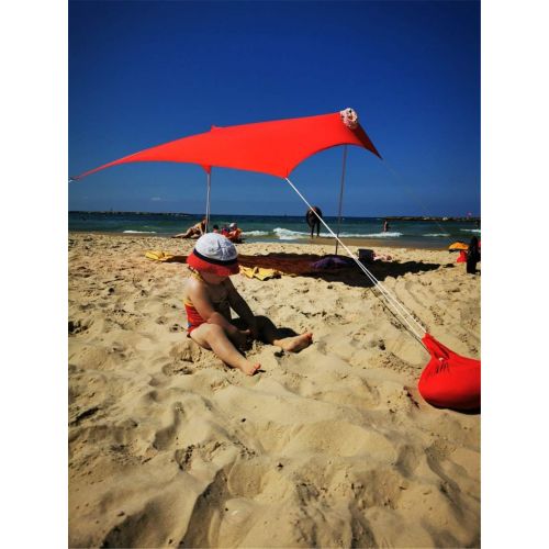  ZJDU Premium Beach Sunshade,Portable Canopy Sun Shelter, Family Tent Shelter Canopy Awning,for Family at The Beach, Camping & Outdoor Backyard, with Aluminum Poles and Sandbag Anch