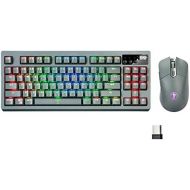 ZJFKSDYX MK87 Wireless Mechanical Gaming Keyboard and Mouse, RGB Backlit Rechargeable 3600mAh Battery, Mechanical Switch Anti-ghosting Keyboard + 7D 3200DPI Mice for PC Gamer (Blue