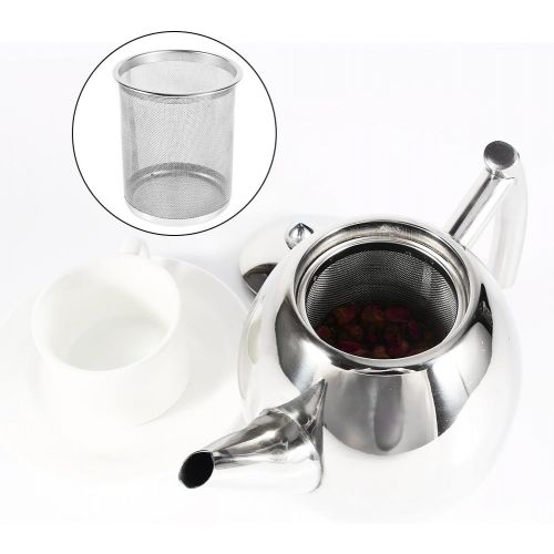  ZJchao Teekanne mit Teefilter, Kaffeekanne, Edelstahl, fuer Kueche, Cafe, Hotel, Restaurant und Buero, 1,5 l