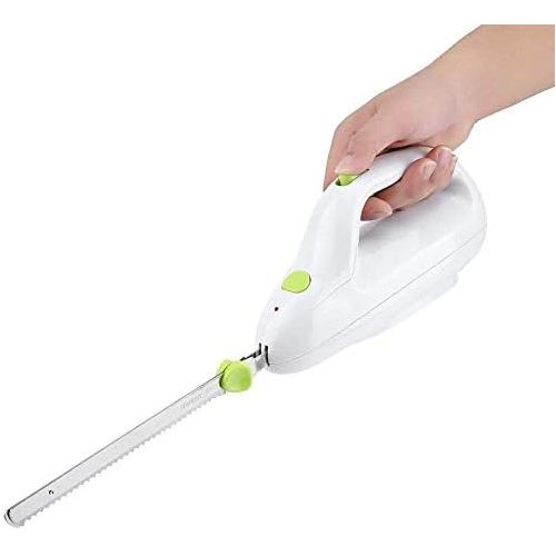  [아마존베스트]ZJchao Electric bread knife, electric frozen meat knife with powerful 110 watt motor, portable stainless steel blade, electric meat knife suit for cutting meat, bread, cheese