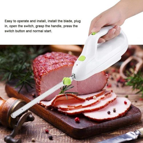  [아마존베스트]ZJchao Electric bread knife, electric frozen meat knife with powerful 110 watt motor, portable stainless steel blade, electric meat knife suit for cutting meat, bread, cheese