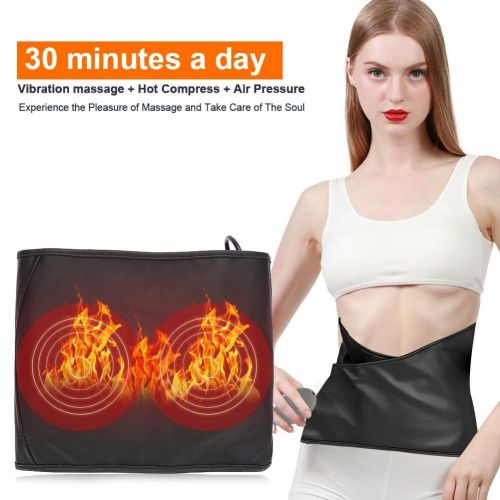  ZJchao Electric Heated Hot Compress Vibration Massage Air Compression Waist Massager(Black + US Plug)