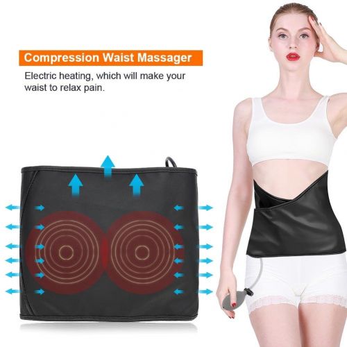  ZJchao Electric Heated Hot Compress Vibration Massage Air Compression Waist Massager(Black + US Plug)