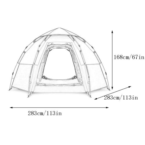  ZK 5-8 Person Camping Tent Backpacking Tents Hexagon Waterproof Dome Automatic Pop-Up Outdoor Sports Tent Camping Sun Shelters，One Room (Color : Green)