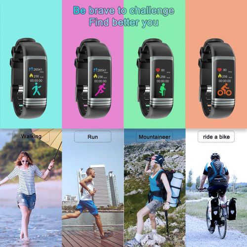  ZKCREATION Fitness Armband mit Herzfrequenzmonitor Smartwatch IP67 Wasserdicht Fitness Tracker mit Schlafueberwachung Schrittzahler Kalorie fuer Android und IOS