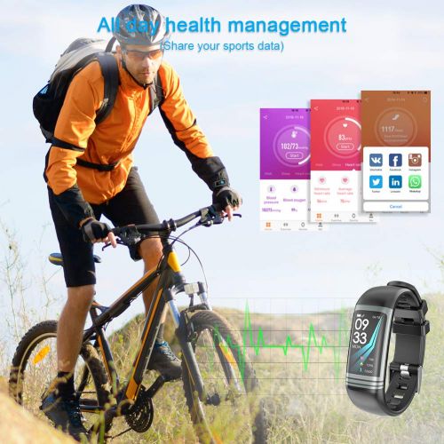  ZKCREATION Fitness Armband mit Herzfrequenzmonitor Smartwatch IP67 Wasserdicht Fitness Tracker mit Schlafueberwachung Schrittzahler Kalorie fuer Android und IOS