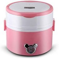 ZLD Zweischichtige Elektrische Lunchbox, Kochbox, Reiskocher, Plug-In-Heizung Und-Isolierung, Edelstahl-Liner, Kuechen Multifunktion, Vollautomatisch, Pink