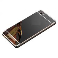 Blu Energy X LTE Case, Luxury ZLDECO Aluminum Metal Frame + Shiny Mirror Hard Back Case Hybrid cover Protective for Blu Energy X LTE 5.0 Smartphone (Black Mirror))