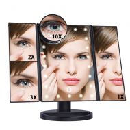 ZLJTYN 2 PACK,LED Touch Screen 22 Light Makeup Mirror Table Desktop Makeup 1X/2X/3X/10X Magnifying Mirrors Vanity 3 Folding Adjustable Mirror