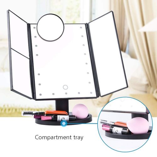  ZLJTYN 2 PACK,LED Touch Screen 22 Light Makeup Mirror Table Desktop Makeup 1X/2X/3X/10X Magnifying Mirrors Vanity 3 Folding Adjustable Mirror