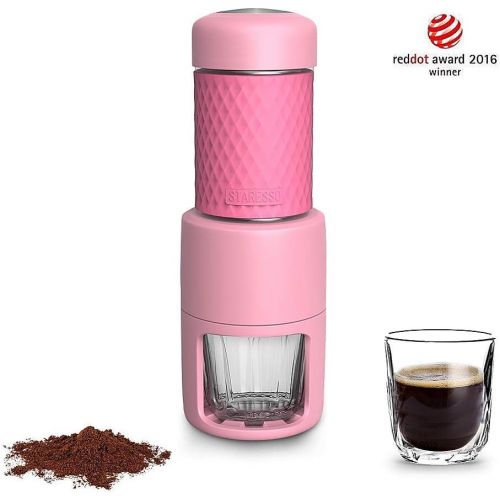  ZLQF Kaffeemaschine Tragbare Manuelle Cappuccino Quick Cold Brew Alles-in-Einem fuer zu Hause Buero Reisen Outdoor Camping,Pink