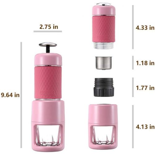  ZLQF Kaffeemaschine Tragbare Manuelle Cappuccino Quick Cold Brew Alles-in-Einem fuer zu Hause Buero Reisen Outdoor Camping,Pink