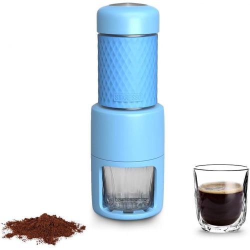  ZLQF Kaffeemaschine Tragbare Manuelle Cappuccino Quick Cold Brew Alles-in-Einem fuer zu Hause Buero Reisen Outdoor Camping,Blue