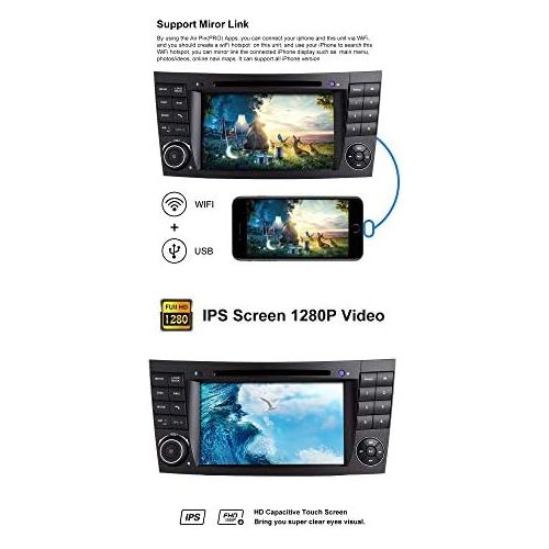  ZLTOOPAI Android 10 Octa Core 4G RAM 128G ROM Car Multimedia Player for Mercedes Benz E Class W211 CLS W219 with 7IN HD Multi touch Screen Car Stereo Car GPS Radio DVD Player