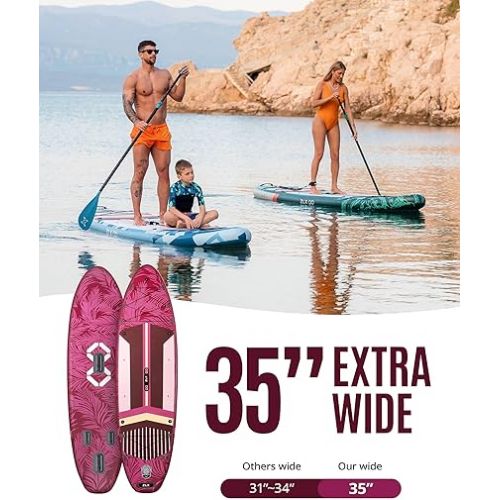  ZLX 11.5 FT Inflatable Stand Up Paddle Board Skill Levels, Adults & Youth - Wide Stable Design, Non-Slip Deck, Adjustable Paddle, Safety Leash, and Carry Bag Included