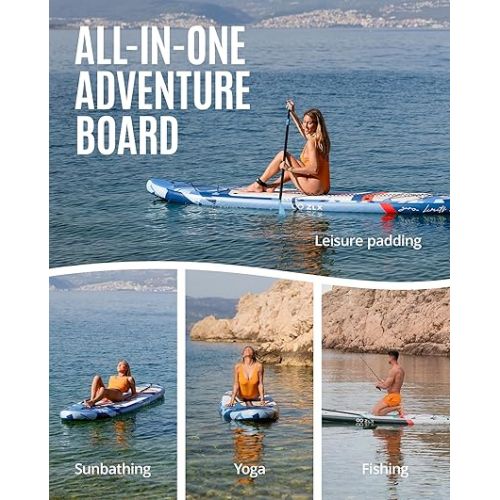  ZLX 11.5 FT Inflatable Stand Up Paddle Board Skill Levels, Adults & Youth - Wide Stable Design, Non-Slip Deck, Adjustable Paddle, Safety Leash, and Carry Bag Included