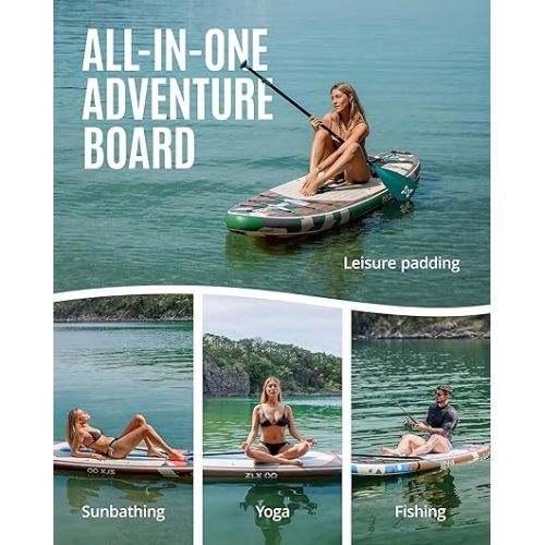  ZLX 10.5 FT Inflatable Stand Up Paddle Board with Accessories SUP Board for All Skill Levels Youth & Adults Wide Stable Non-Slip Deck, Adjustable Paddle, Leash and Carry Bag