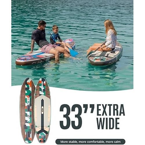  ZLX 10.5 FT Inflatable Stand Up Paddle Board with Accessories SUP Board for All Skill Levels Youth & Adults Wide Stable Non-Slip Deck, Adjustable Paddle, Leash and Carry Bag