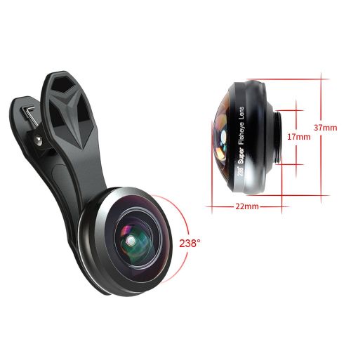  ZM&M Cell Phone Camera Lens,Super 238 Degree 0.2X fisheye Lens Full Wide Angle Lens for SamsungAndroidMost Smartphones