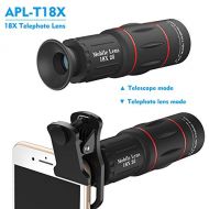 ZM&M Cell Phone Camera Lens,Universal 18X Clip-On Telephoto Monocular Telescope Mobile Zoom Lens Compatible iPhone Samsung Galaxy Huawei and Most Android Smartphone+Mini Tripod