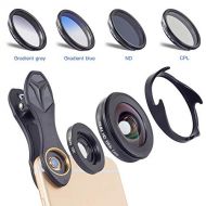 ZM&M 5 in 1 Phone Camera Lenses,0.6X Wide Angle and 10x Macro Lens Clip-On Telephoto Monocular Telescope Mobile Zoom Lens Compatible Most Smartphone