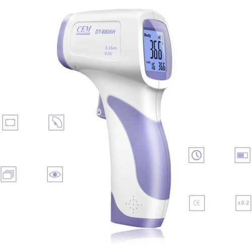  ZMCOV Stirnthermometer, Beruehrungslos, Infrarot-LCD, Digital, Elektronisch Thermometer 0.5 Sekunde Messung, Speichert 32 Messungen Mit Fieberwarnung, Fuer Babys, Erwachsene, Objekte