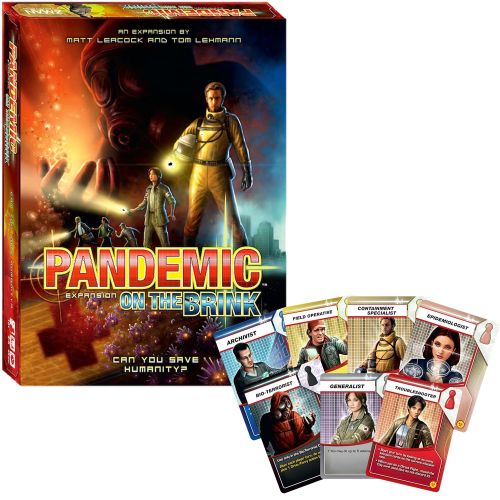  Pandemic on the Brink Board Game EXPANSION Family Board Game Strategy Board Game Cooperative Board Game Ages 8+ 2 to 5 players Average Playtime 45 minutes Made by Z-Man Games , Red