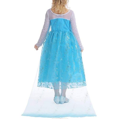  ZNYUNE Girls Snow Queen Princess Party Fancy Dress Halloween Costumes Cosplay Outfit