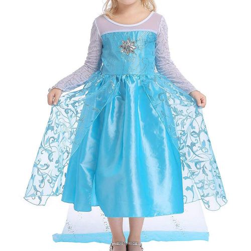  ZNYUNE Girls Snow Queen Princess Party Fancy Dress Halloween Costumes Cosplay Outfit