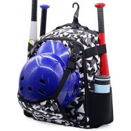 ZOEA Youth Baseball Bat Bag Backpack, T-Ball & Softball Equipment & Gear for Youth, Large Capacity Holds 2 Bats, Helmet, Gloves, Cleats, Helmet Holder and Includes Fence Hook
