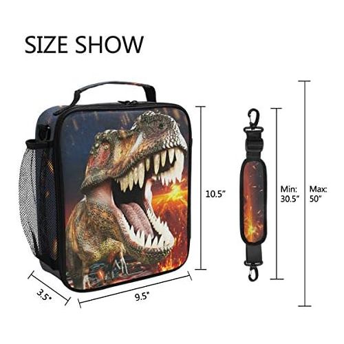  [아마존베스트]ZOEO Boys Dinosaur Lunch Box 3D Insulated Lunch Bag Prep Kids Cooler Blue Tote Freezable Shoulder Strap Waterproof Picnic Meal for School Office