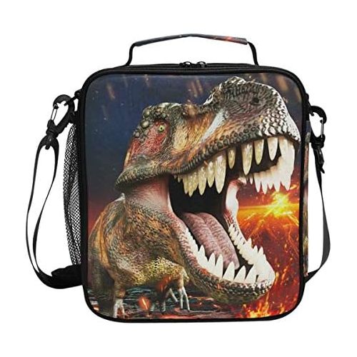  [아마존베스트]ZOEO Boys Dinosaur Lunch Box 3D Insulated Lunch Bag Prep Kids Cooler Blue Tote Freezable Shoulder Strap Waterproof Picnic Meal for School Office