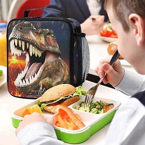  [아마존베스트]ZOEO Boys Dinosaur Lunch Box 3D Insulated Lunch Bag Prep Kids Cooler Blue Tote Freezable Shoulder Strap Waterproof Picnic Meal for School Office