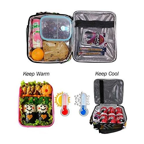  [아마존베스트]ZOEO Boys Dinosaur Lunch Box 3D Insulated Lunch Bag Prep Kids Cooler Blue Tote Freezable Shoulder Strap Waterproof Picnic Meal for School Office