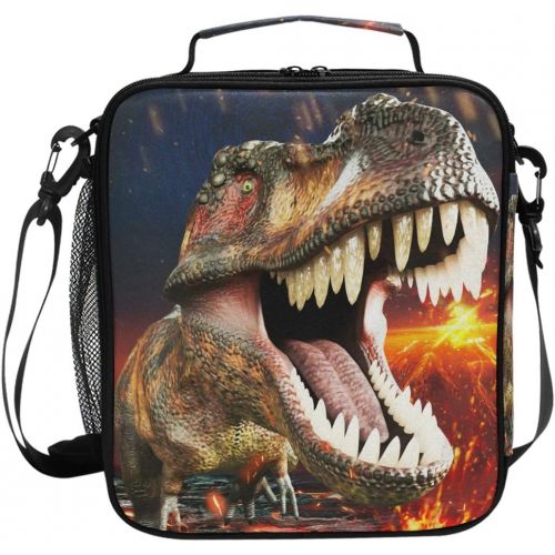  [아마존베스트]ZOEO Boys Dinosaur Lunch Box 3D Insulated Lunch Bag Prep Kids Cooler Blue Tote Freezable Shoulder Strap Waterproof Picnic Meal for School Office