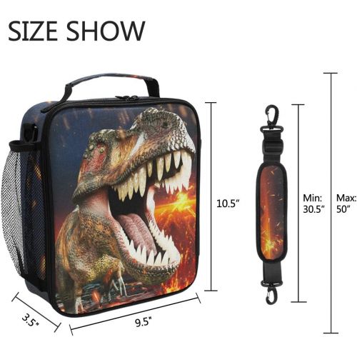  [아마존베스트]ZOEO Boys Dinosaur Lunch Box 3D Insulated Lunch Bag Prep Kids Cooler Blue Tote Freezable Shoulder Strap Waterproof Picnic Meal for School Office