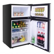 ZOFFYAL Mini Refrigerator, 2-Door 3.2 cu. ft. Small Compact Under Counter Refrigerator Fridge Freezer Cooler Unit for Dorm, Office, Apartment with Adjustable Removable Glass Shelve