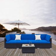 ZOFFYAL Patio Sofa Set Rattan Garden Sectional Sofa Set Outside Furniture Wicker Couch Outdoor Rattan Sofa Conversation Sets Royal Cushions 4pcs