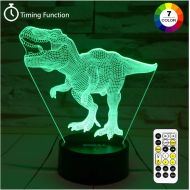 [아마존 핫딜] [아마존핫딜]ZOKEA Dinosaur Toys, T Rex 3D Night Light 7 Colors Changing Night Lights for Kids with Timer & Remote Control & Smart Touch, T Rex Toys Birthday Gifts for Boys Age 2 3 4 5 6+ Year Old Bo