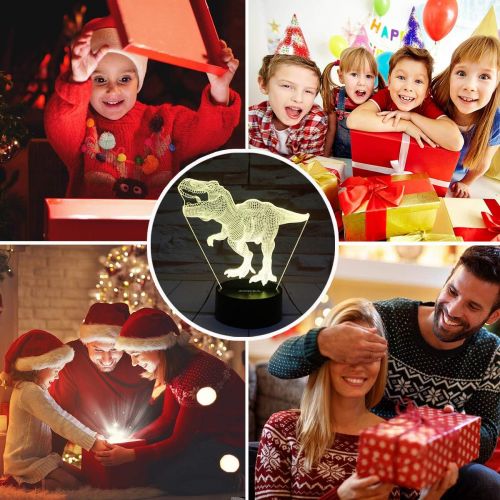  [아마존베스트]ZOKEA Dinosaur Toys, T Rex 3D Night Light 7 Colors Changing Night Lights for Kids with Timer & Remote Control & Smart Touch, T Rex Toys Birthday Gifts for Boys Age 2 3 4 5 6+ Year Old Bo