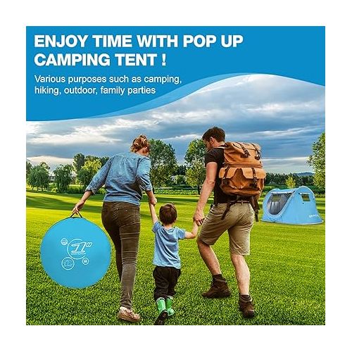  Easy Pop Up Tent 2-4 Person Waterproof - Pop-Up Camping Tents Automatic Tent Throw Pop Up Instant Flip Pop Tent for Camping,by ZOAMKE