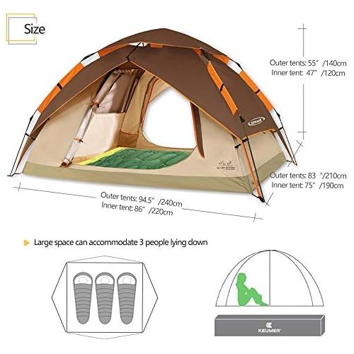  ZOMAKE Leichtes Camping Zelt fuer 2 3 4 Personen - Wasserdicht Pop Up Zelt (Braun)