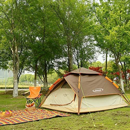  ZOMAKE Zelt fuer 2 3 Personen,Wasserdicht Kuppelzelt Camping Automatik Sekundenzelt,Outdoor Festival Zelt (Braun)