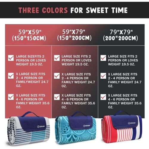  ZOMAKE Picnic Blanket Mat Waterproof Extra Large, Outdoor Blanket with Waterproof Backing for Family, Concerts, Beach, Park