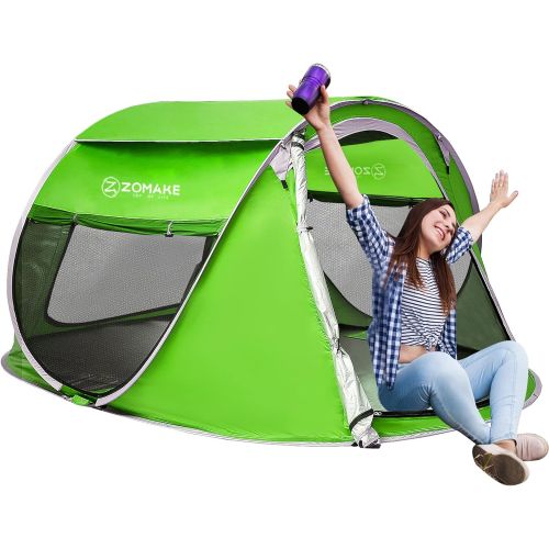  Pop Up Tent 2-4 Person,Portable Beach Tent,Instant Tents for Camping - Water Resistant- UV Protection Sun Shelter with Carrying Bag,by Zomake