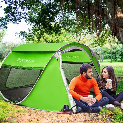  Pop Up Tent 2-4 Person,Portable Beach Tent,Instant Tents for Camping - Water Resistant- UV Protection Sun Shelter with Carrying Bag,by Zomake