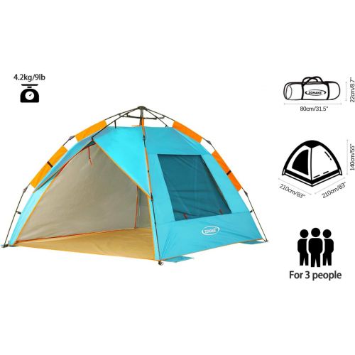  Pop Up Beach Tent Sun Shelter, Portable Sun Shade Instant Tents - 2 & 4 Person - Anti UV - Waterproof - Waterproof,by Zomake