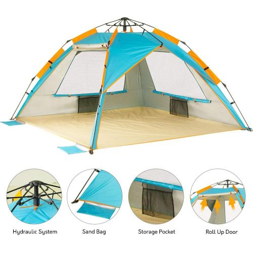  Pop Up Beach Tent Sun Shelter, Portable Sun Shade Instant Tents - 2 & 4 Person - Anti UV - Waterproof - Waterproof,by Zomake